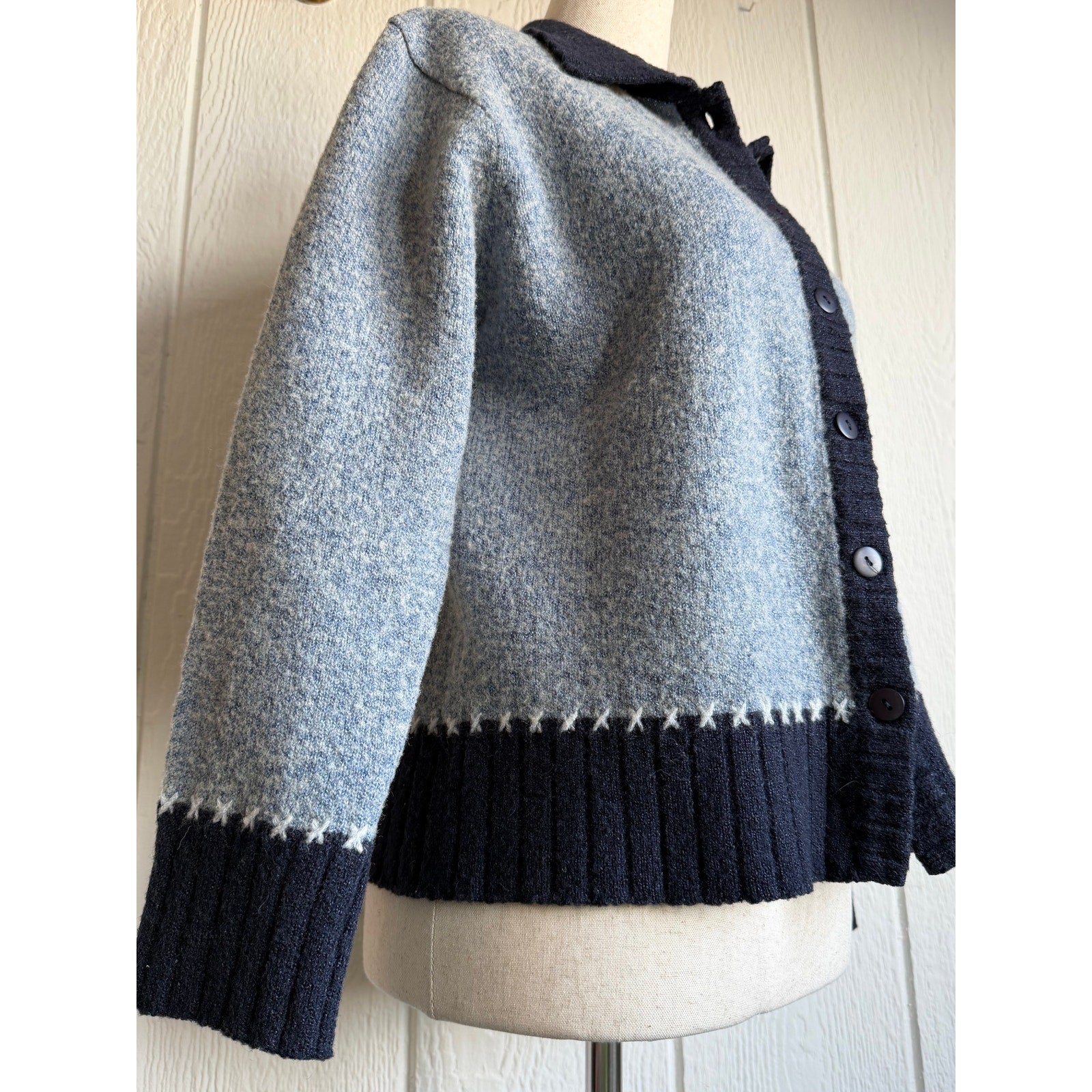 Vintage Wool Blend Collared Cardigan Petite Small Cottagecore 90s Small