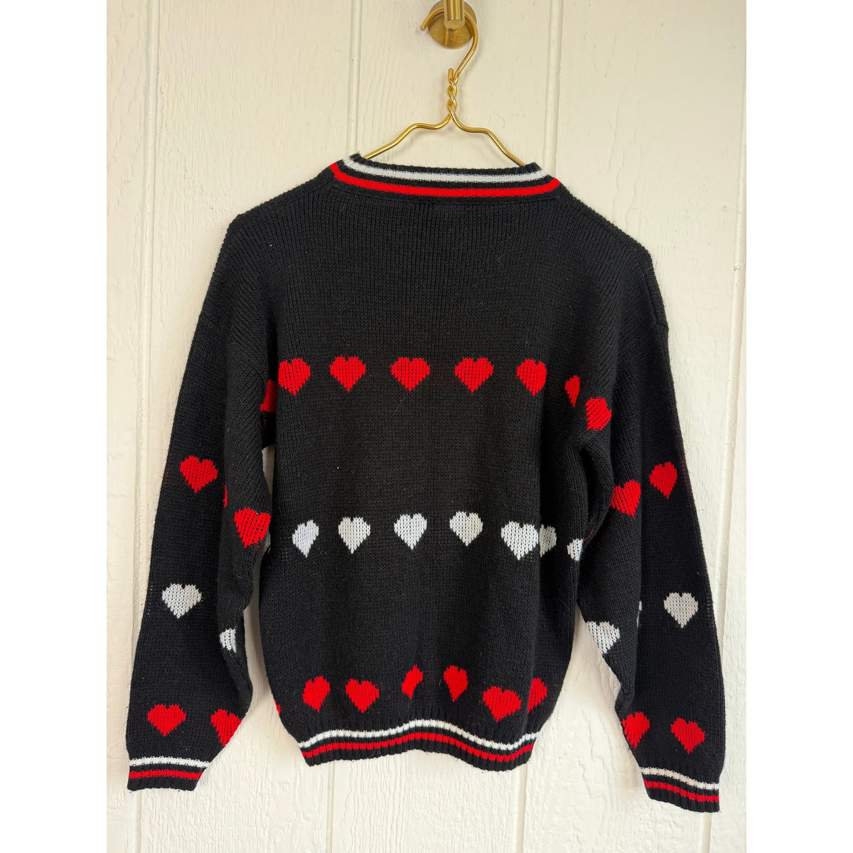 Vintage Scottie Dog Heart Sweater Made in USA Black Red White