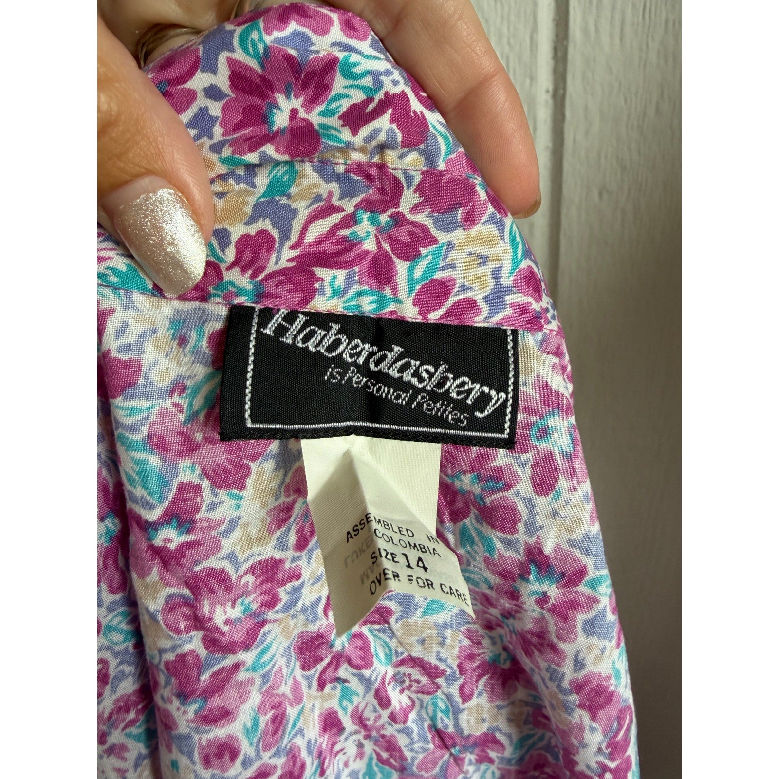 Vintage Floral Button Up Blouse Pink Purple Cottagecore Short Sleeve Shirt