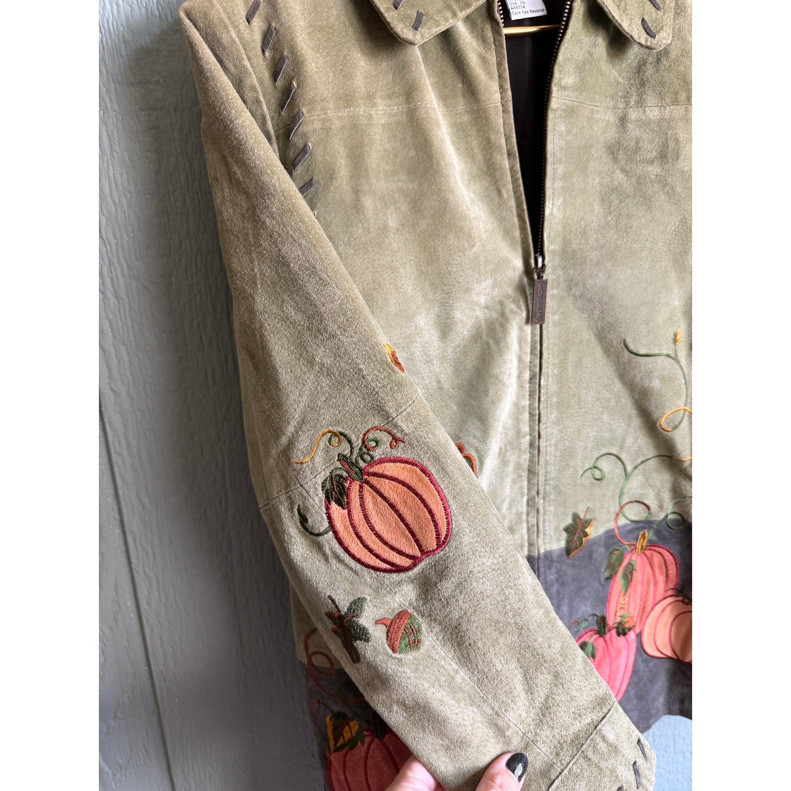 Vintage Suede Leather Fall, Autumn Zip Jacket, Women's XS