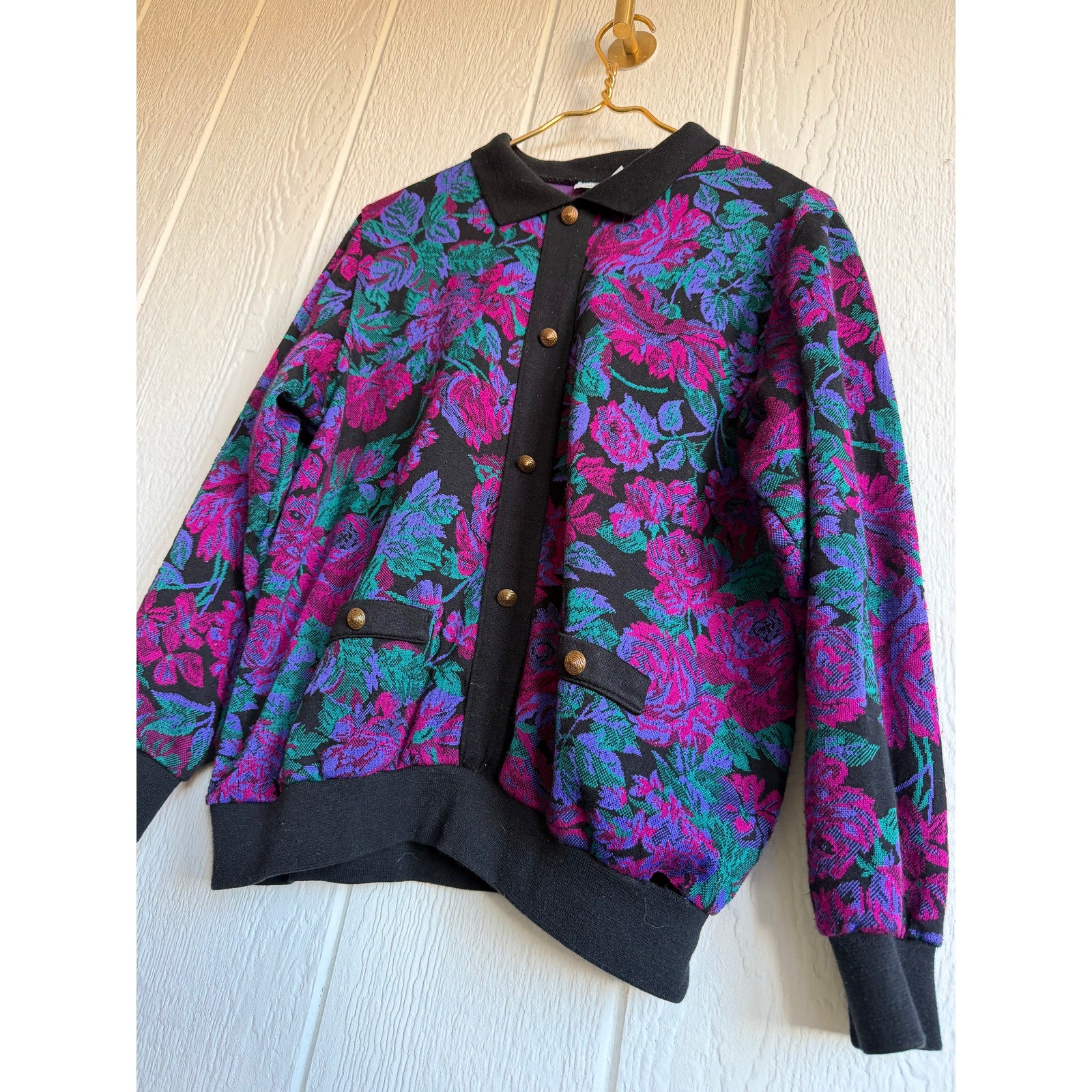 Vintage Alfred Dunner Floral Tapestry Jacket Sweater 80s 90s USA Womens 18W Plus