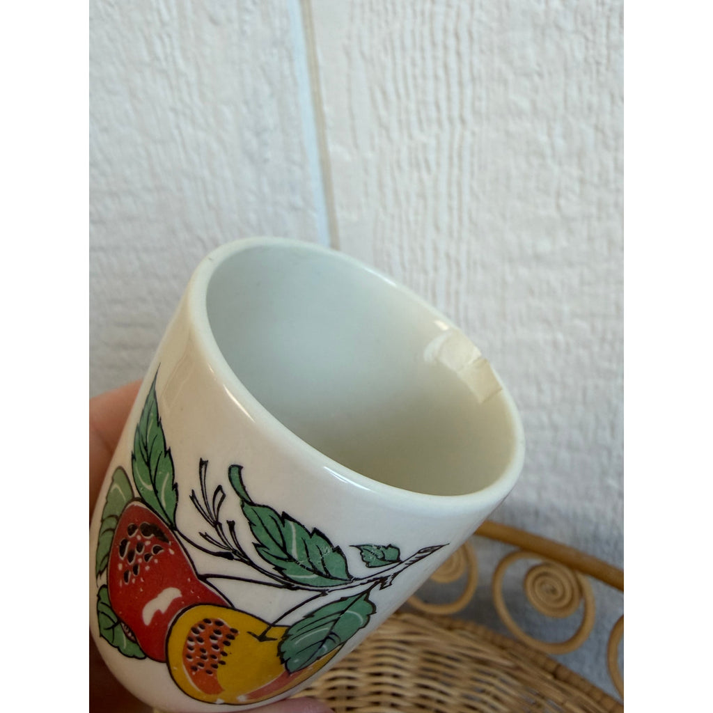 Vintage Ceramic Fruit Cups Set of 3 Strawberry Orange Apple Cottage Kitchen
