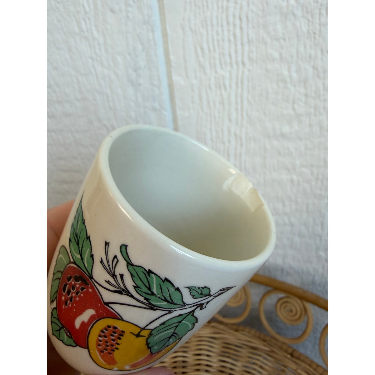 Vintage Ceramic Fruit Cups Set of 3 Strawberry Orange Apple Cottage Kitchen