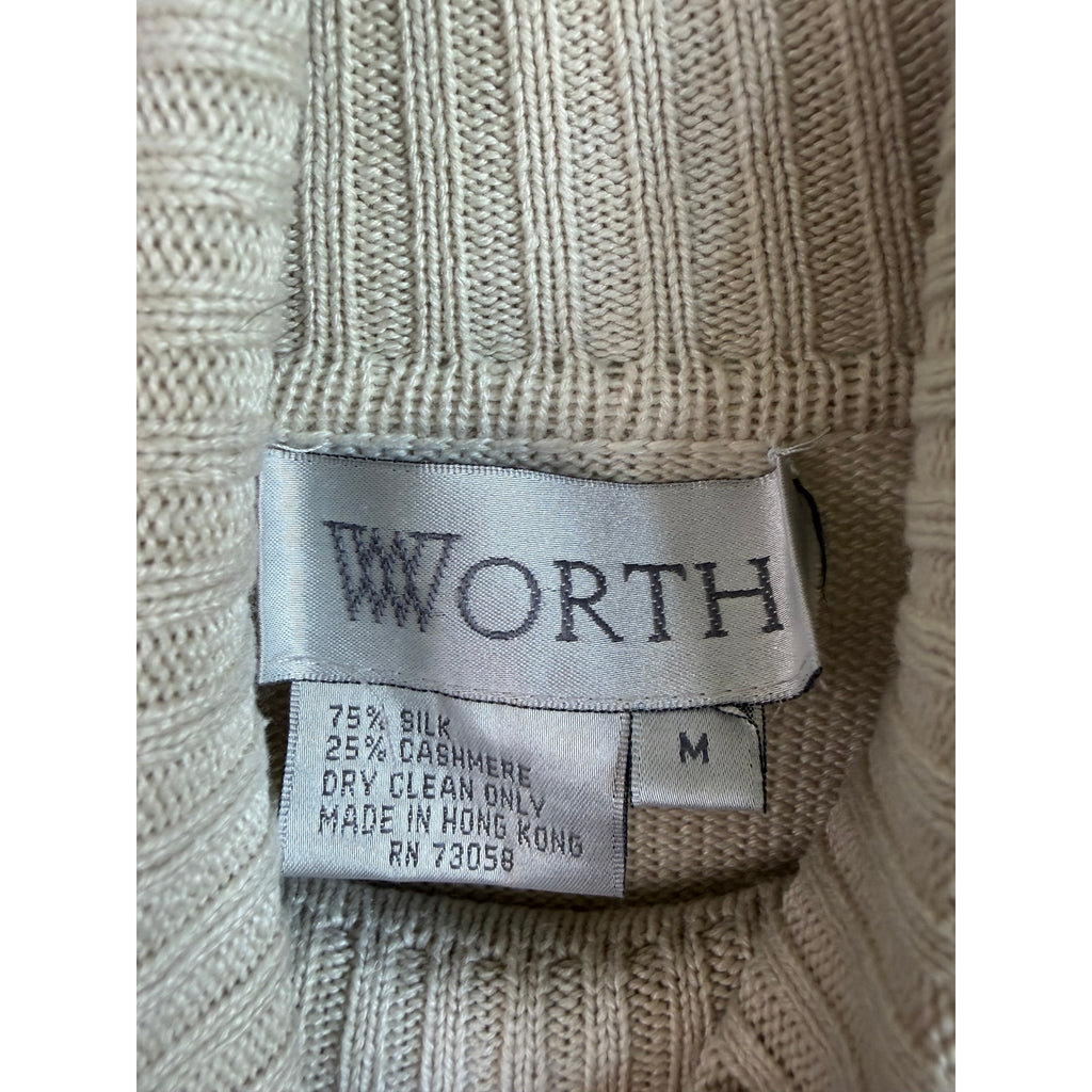 Vintage Worth Silk Cashmere Fair Isle Turtleneck Sweater Women's M