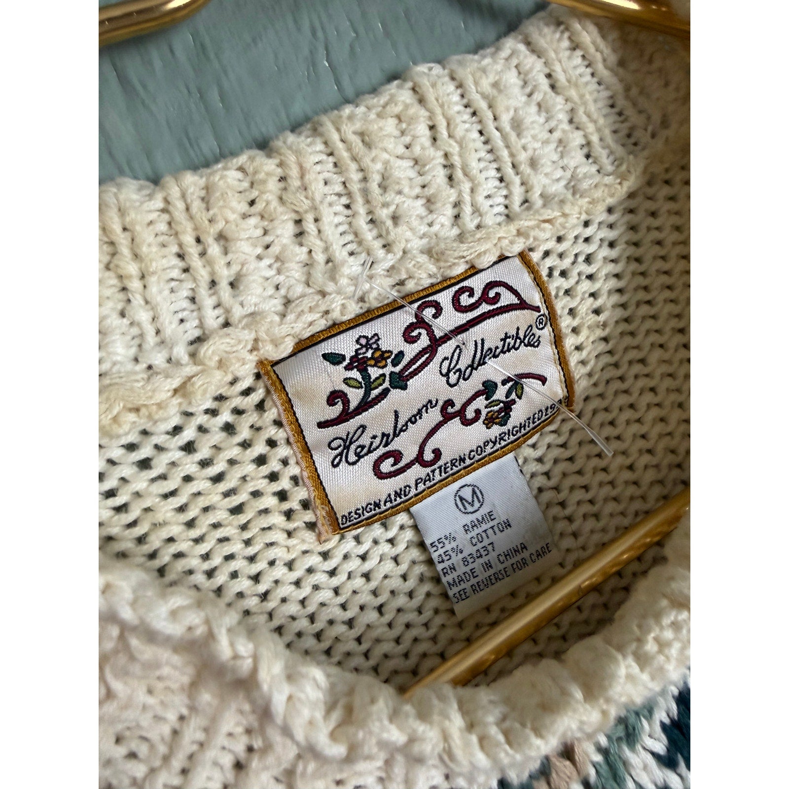 Vintage 90s Heirloom Collectibles Knit Sweater | Chunky Oversized Knit | Size M