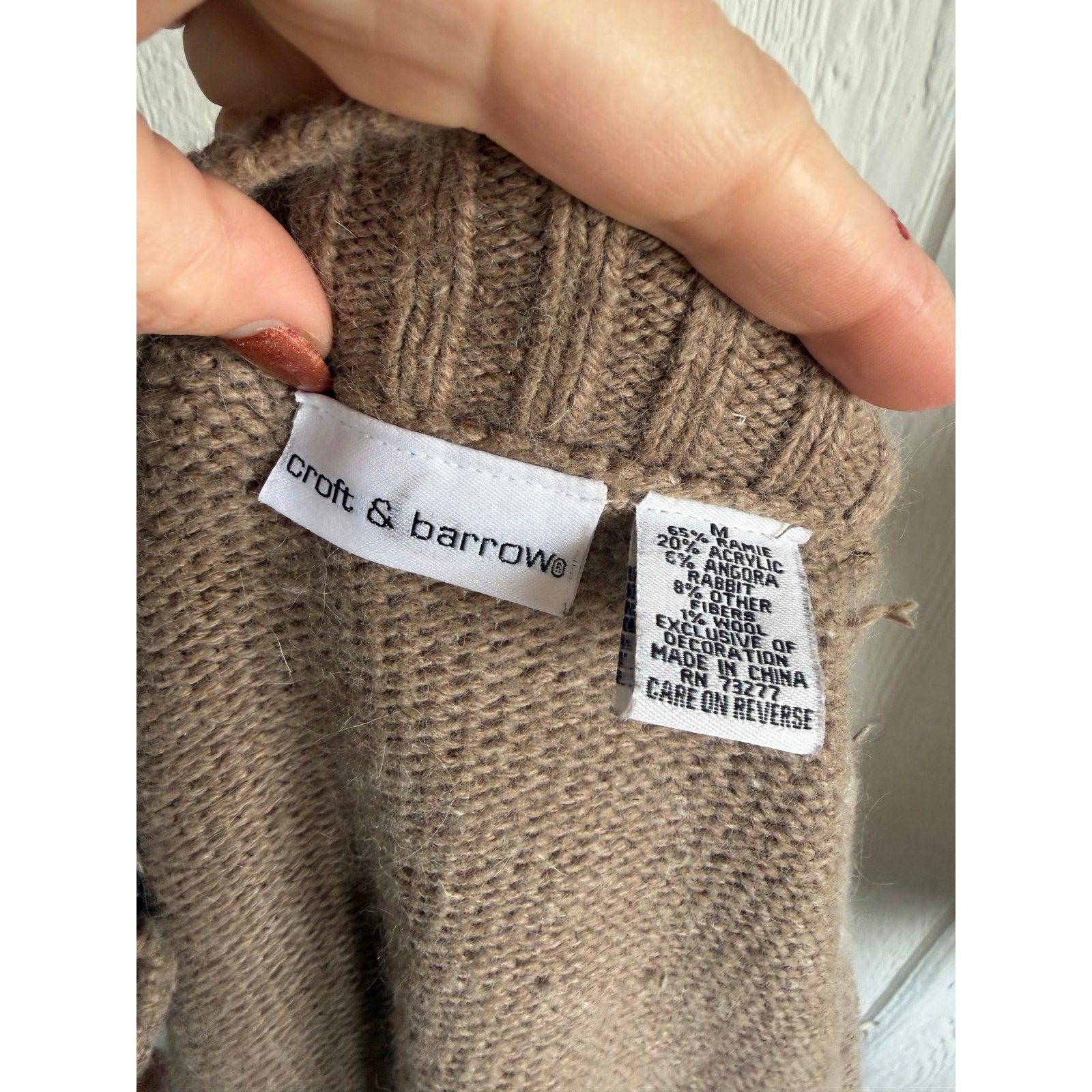 Vintage 90s Cabin Sweater Medium Bear Snow Scene Full Zip Angora Blend