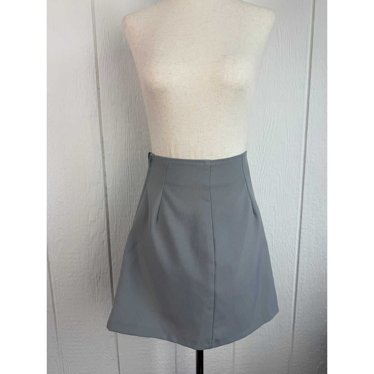 Vintage 90s Gray A Line Mini Skirt High Waist Minimalist Made in Canada Size 3/4