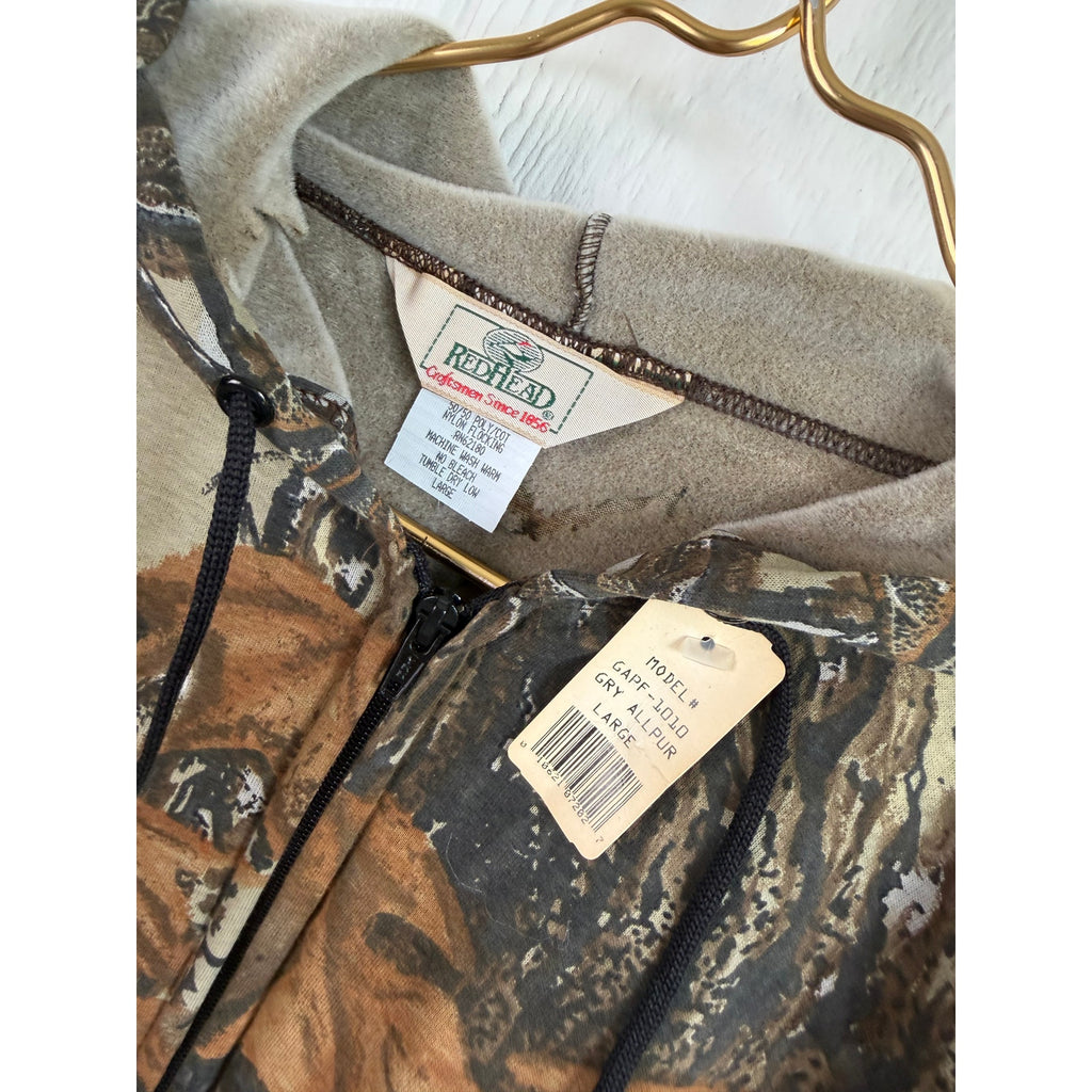 NWT Vintage Camo Made In USA Realtree Zip Up Redhead, Large