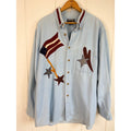 Vintage 90s Three Rivers 2000 Denim Shirt Patriotic Flag Star Applique XL