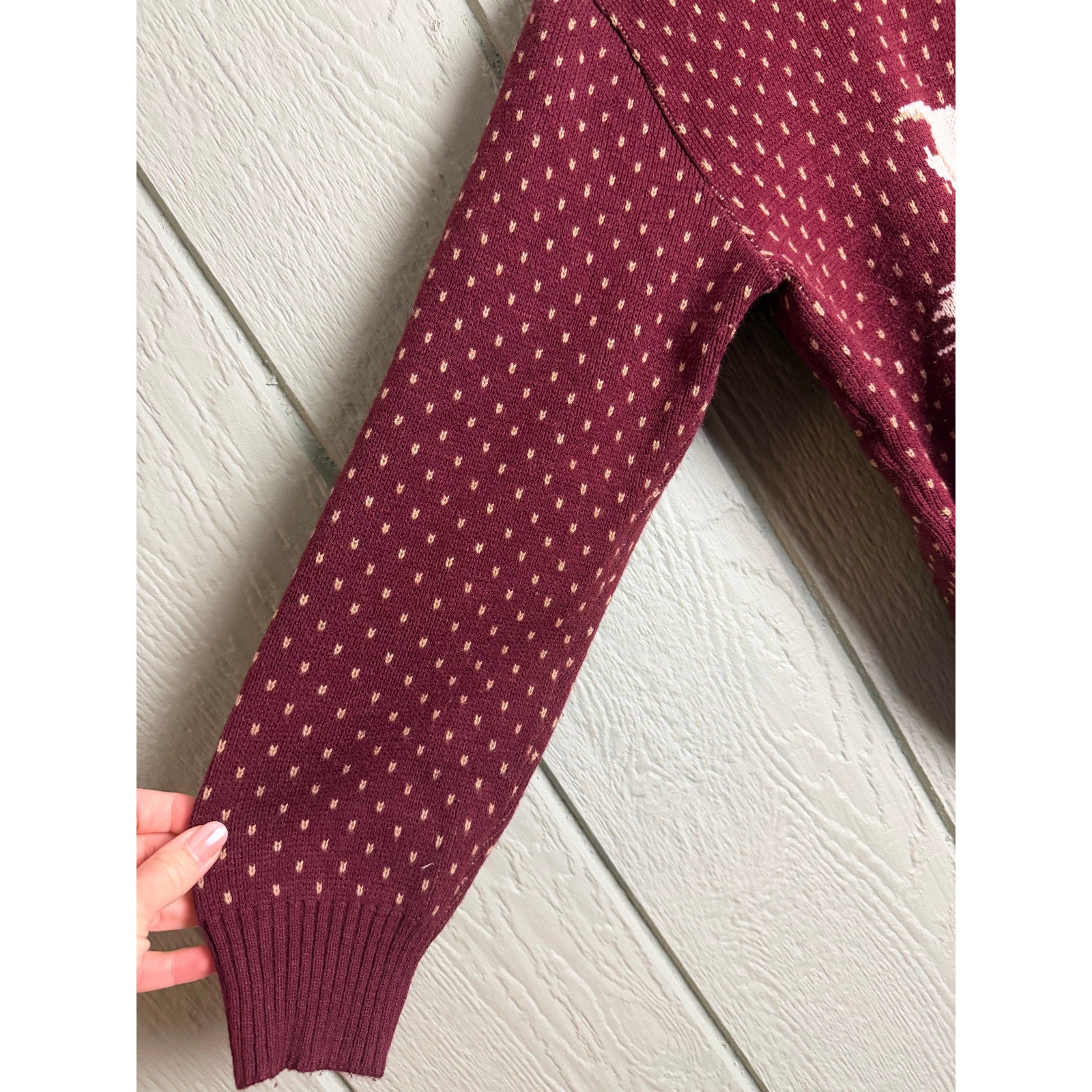 Vintage Andrew Stewart Burgundy Deer Sweater | 80s 90s Cottagecore Woodland Knit