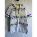 Vintage Handmade Crochet Hooded Sweater Coat Children's Zip Front