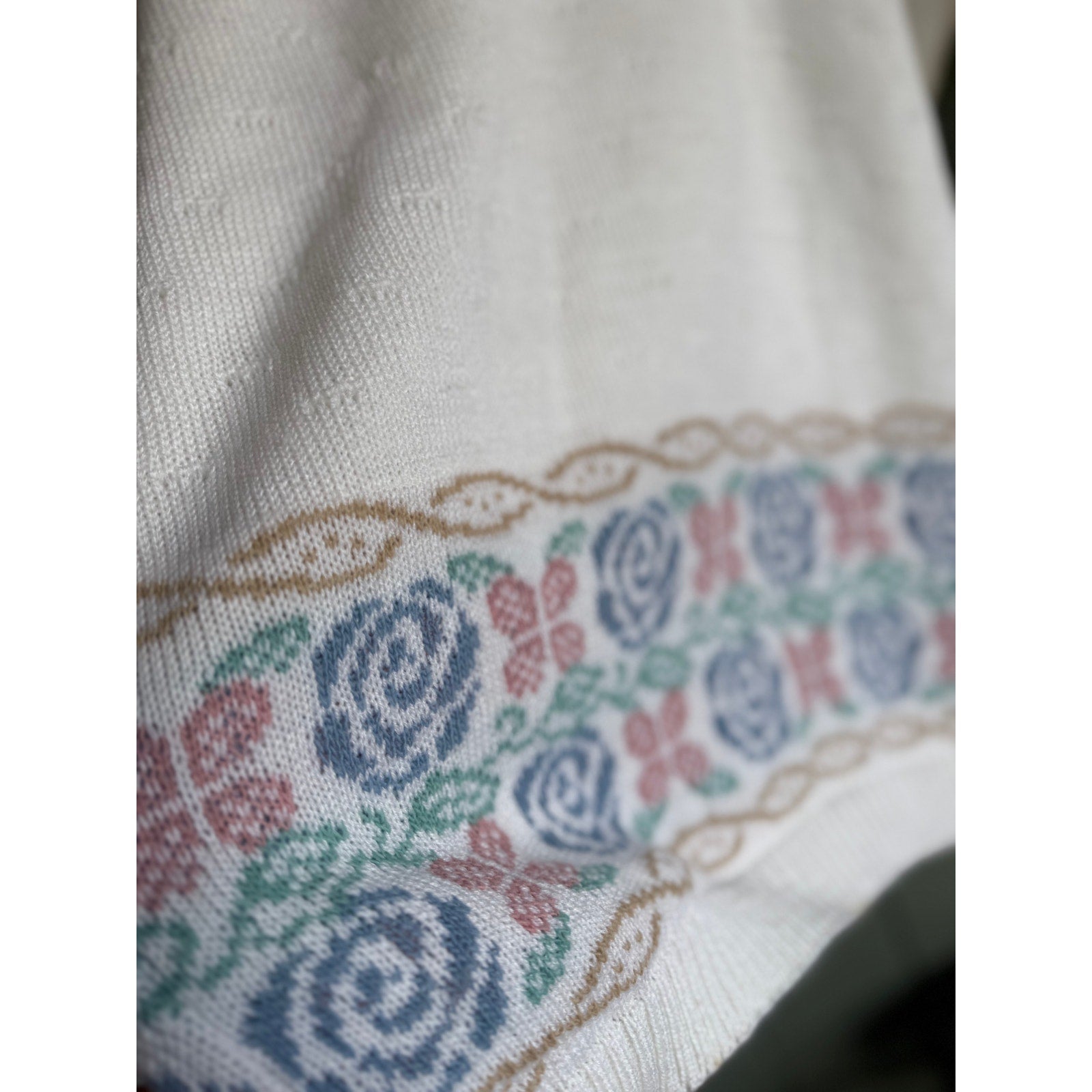 Vintage Made In USA Knit Butterfly Floral Knit Sweater