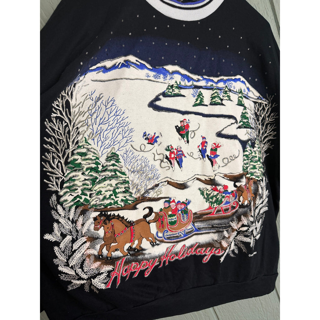 Vintage Nutcracker Ugly Christmas Sweater Winter Scene Happy Holidays Sweatshirt