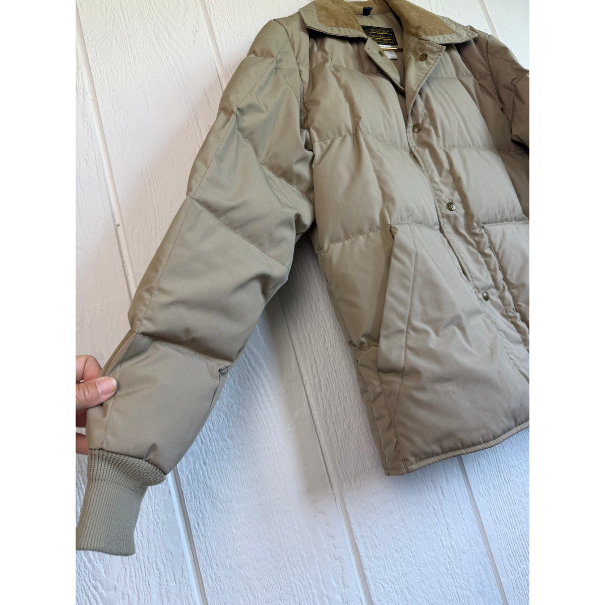 Vintage Eddie Bauer Goose Down Corduroy Collar Jacket Mens Medium Made In USA