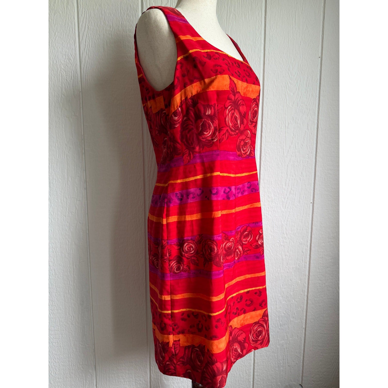 Vintage 90s Jessica Howard Floral Dress Size 10 Rose Print Sleeveless Midi