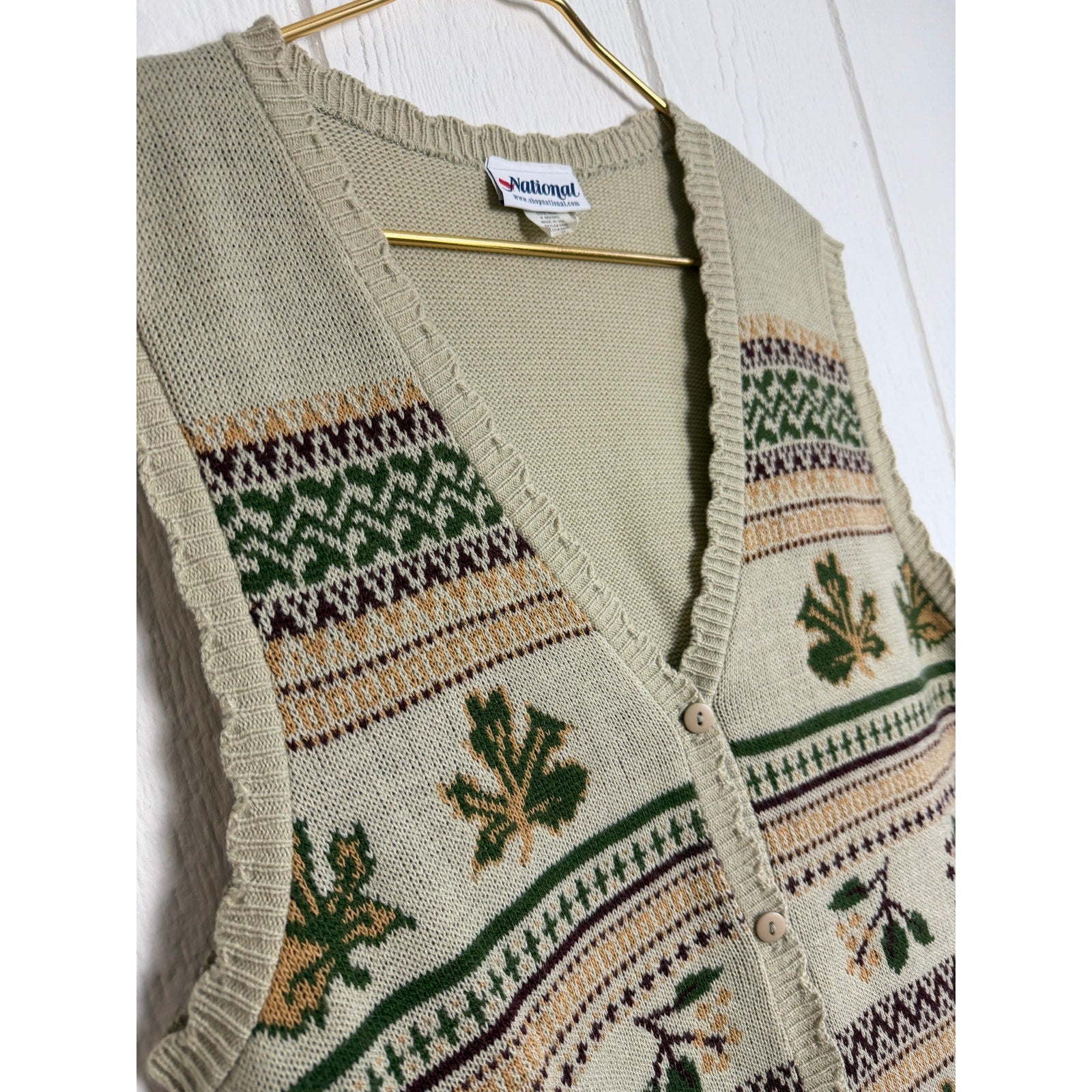 Vintage Knit Sweater Vest Button Front Cottagecore Size 2X Made in USA