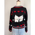 Vintage Scottie Dog Heart Sweater Made in USA Black Red White